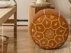 Moroccan Genuine Leather Boho Pouf Ottoman Footstool, Bohemian Pouf