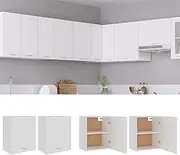 Hanging Cabinets 2 pcs White 50x31x60 cm Engineered Wood,White Wall Mounted Kitchen Cabinets with Ample Storage for Kitchen Organizer and Space Saver Kitchen Storage