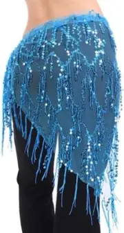 Lauthen.S Women Belly Dance Hip Scarf, Sequin Tassels Triangle Tribal Wrap Skirt