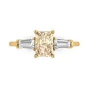 2.0Ct Emerald Cut Natural Morganite Solid 14K/18K Gold Engagement Promise Ring