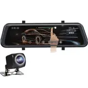 10in Dual Lens Car DVR Mirror Dash Cam Touch Screen Rear View Monitor Camera Kit
