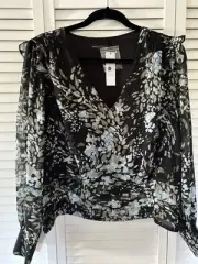 White House Black Market Womens Size 14 Black Sparkle With Brush Stroke
