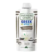 Farmers Union Greek Style Yogurt Pouch Real Vanilla Bean 130g