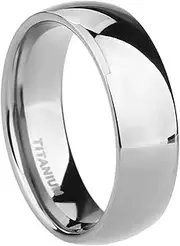 [Wozya] 6 mm Men's Titanium Ring Silver Color Polished Classic Engagement Rings for Male Female Wedding Bands Never Fade