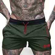 [Muscle Alive] Men's Sport Running 1 Inch Elite Split Running Shorts with Side Mesh Panel Quick Dry Shorts