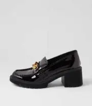 New Django & Juliette Zoffie Black Patent Leather Heels Womens Shoes