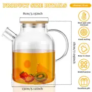 Glass Pitcher with Bamboo Lid 1800ml Glass Water Pitcher Glass Jug Glass Kettle