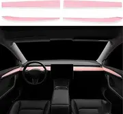 YJMOTOR Dashboard Cover Wrap and Front Door Inner Armrest Panel Cover Trim Compatible with Tesla Model 3(2021-2023) and Model Y(2019-2024)(Light Pink)