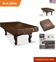 Durable Coffee Leatherette Billiard Table Cover - Fits 7/9FT with Secure Elastic