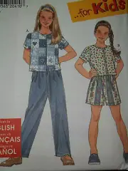 UNCIRCULATED SIMPLICITY #7665- GIRLS CROP TOP - PANTS & SHORTS PATTERN 7-14 FF