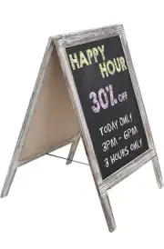 Freestanding Rustic Torched Wood Sidewalk A-Frame Chalk Sandwich Sign Board