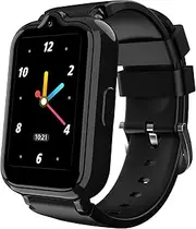 Spodus Kids Smart Watch for Ages 5-12 Boys and Girls with GPS Tracker 4G Call SOS Video Camera Waterproof Touch Screen Birthday Gifts for Kids and Toddlers Ages 6 7 8 9 10 (Black)