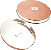 Aakrati Copper Stainless Steel Round Dinnerware Service Platter Thali for Christmas Party Decoration (30 Centimeter, Pack of 2)