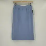 St. John Womens Orchid Blue Wool Silk Pull On Straight Sweater Skirt Sz 8 NWT