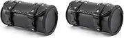 2X Motorcycle Fork Bag PU Leather Bicycle Handlebar Tool Pouch Sissy Bar Roll Storage Bag Saddle Bag, Universal