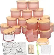 [MILIVIXAY] 20 Pack 4 OZ Matte Pink Glass Candle Jars with Lids and Candle Making Kits - Bulk Wide Mouth Small Empty Candle Jars for Making Candles - Spice, Powder Containers.