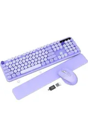 Wireless Keyboard and Mouse Combo - Cute Typewriter Keyboard with Detachable Wri