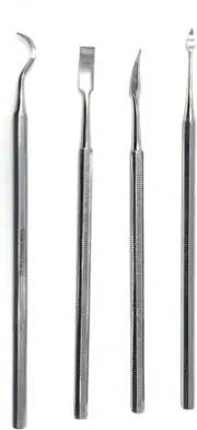 CYNAMED 4 Pc Stainless Steel Spatula Wax & Clay Sculpting Tool Medium, Silver