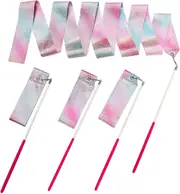 Artistic Gymnastics with Dance Ribbon Pink Gradient Blue Ribbon 4 for Dance Students