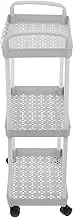 OHPHCALL Trolley Rack Cart Diapers Office Organization and Storage Cleaning Supply Caddy White Plastic