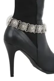 Women Boot Silver Metal Belt Moroccan Style Bracelet Shoe Ethnic Bohemian Charms