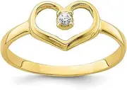 [JewelryWeb] 10k Solid Yellow Gold CZ Simulated Diamond Love Heart Teen Ring Size 2.00 Statement-Ring