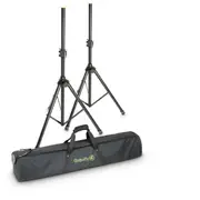 2pc Gravity SS5211BSET1 Aluminium Stand Tripod w/ Carrying Bag For Speaker Black