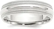 [JewelryWeb] 925 Sterling Silver Polished Engravable 6mm Comfort Fit Double Milgrain Band Ring Jewelry Gifts for Women - Ring Size Options Range: H to Z