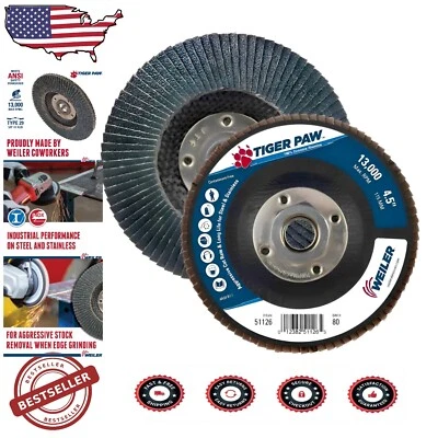 4-1/2" High-Performance Zirconia Flap Discs - Long Life & Fast Cutting - 10 Pack