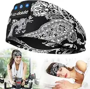 Sleep Headphones Headband Headphones,LC-dolida Boho Printed Workout Wireless Bluetooth Headband Sport Sleeping Headphones for Side Sleepers Handsfree Music Headband Tech Gadget Ideas for Running