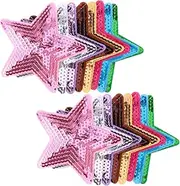 Gatuida 16Pcs Five Pointed Star Sequin Iron Patches for Clothing Hats Jeans DIY Craft Accessories Appliques for Unique Decoration and Personalization