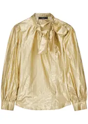 Max Mara Weekend Olga Metallic Lamé Blouse - Gold - 10 (UK10 / S) 10 (UK10 / S)