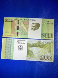 在飛比找Yahoo!奇摩拍賣優惠-安哥拉舊版2000寬扎紙幣 全新unc 非洲紙幣收藏2012