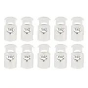 10pcs Cord Lock Single Hole Spring Toggle Stopper for Drawstring, White