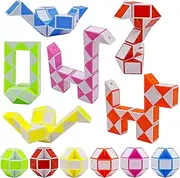 LENDOD 12 Pack 24 Blocks Mini Fidget Snake Cube Mini Twist Puzzle Cubes Magic Speed Cubes Toy for Kids Party Bag Fillers, Party Supplies