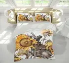 3D Sunflower Retro NAO3423 Bed Pillowcases Quilt Duvet Cover Set Queen King Fay