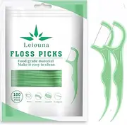 Leiouna Dental Floss Picks 100 Count,Tooth Picks Thread Flossers Easy Grip Handle for Adults Kids Teeth Cleaning, Unflavored Toothpick Stick Soft,Tight Spaces Cleaning (100)
