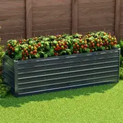 240x80x77cm Green Fingers Garden Bed Planter Box Raised Garden Bed Container Galvanised Herb