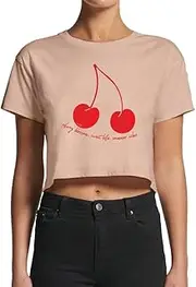 [Smartprints] Women's Cherry Blossom Slogan Crop Top -Image by Shutterstock