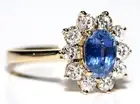 0.40ct Natural Round Diamond 14k BIS hallmarked Yellow Gold Sapphire Ring