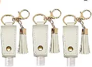 AODEZI Portable Empty Travel Bottle Keychain Hand Sanitizer Bottle Holder 3 Pack 1oz 30ml Small Squeeze Bottle Refillable Containers for Toiletry Shampoo Lotion Soap (3 Pcs White)(Abo-123), Classic