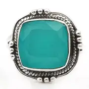 Natural Aquamarine Chalcedony 925 Sterling Silver Ring Jewelry Sz 6 @B18-5