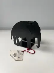 The Metal Man 1996 Handmade Black Metal Elephant Napkin Holder with Original Tag