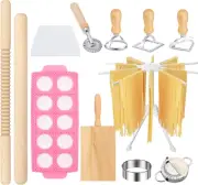 12 PCS Pasta Maker Tool Set Include 1 Pasta Drying Rack 1 Gnocchi Board 1 Dough