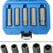 5pcs 3/8" Dr. Damaged Nut Bolt Remover Extractor Deep Twist Socket Set Cr-MO