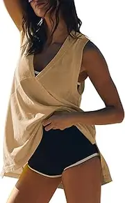 [Gacaky] Lightweight Tank Top for Women Oversize Workout Tank Tops V Neck Sleeveless Athletic Running Shirts Gym Clothes