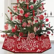 Christmas Tree Collar, Square Christmas Tree Ring, Red Merry Christmas Tree S...