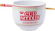 Silver Buffalo Nissin Cup Noodles Classic Cup Graphic Ceramic Ramen Bowl with Chopsticks, 20 Ounces