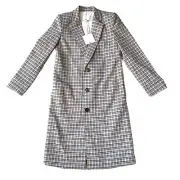 TIBI Zion Plaid Lab Coat Blazer Size 4 Small Cotton Blend Oversized Lined New