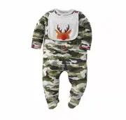 Mud Pie Kids Camo Christmas 1 Pc Longall Set with Reindeer Bib